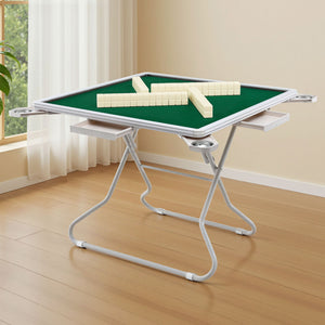 Folding Mahjong Table | 4 Drawers + Cup Holders | Green