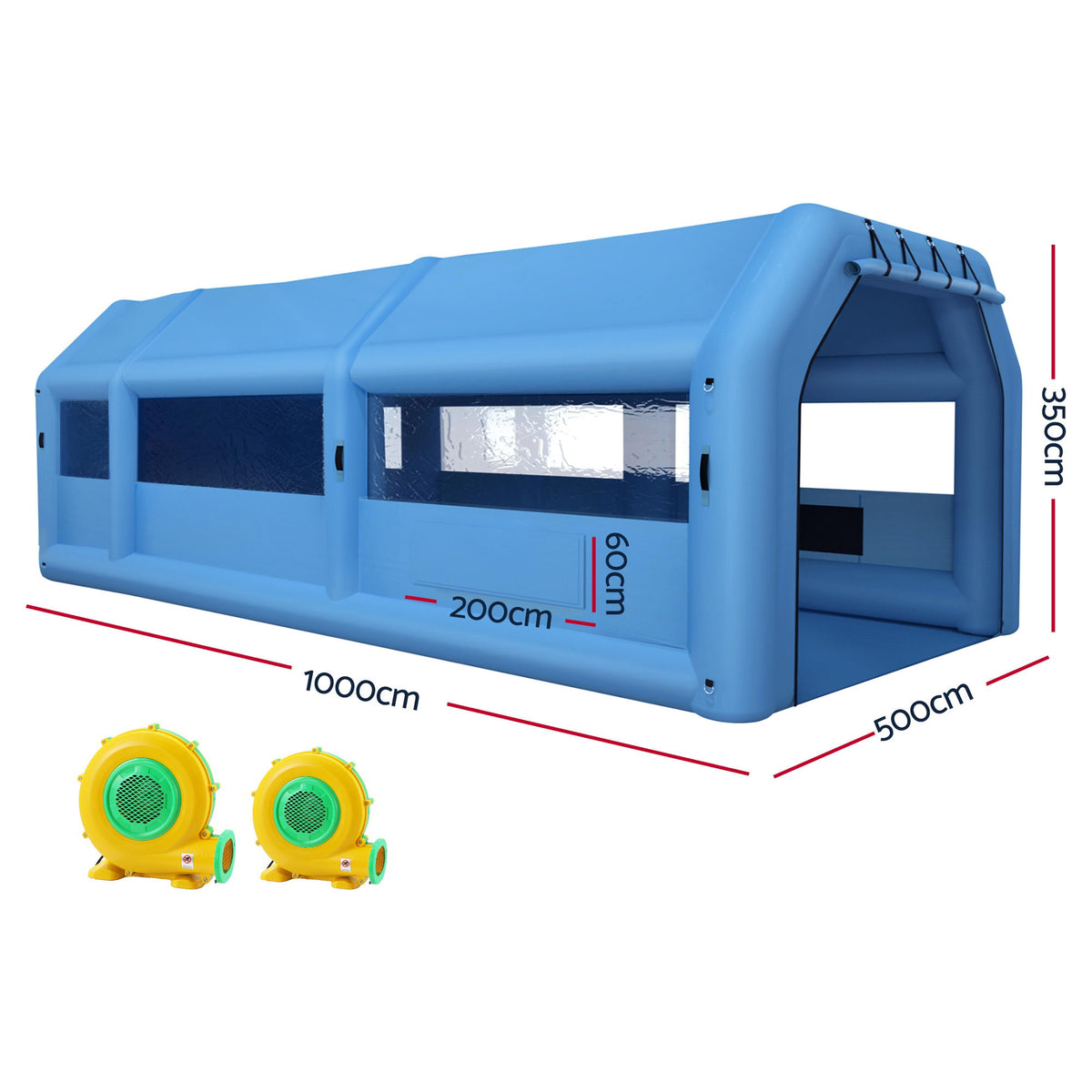 Inflatable Spray Booth | 10x5x3.5m | Car Paint Tent | 2 Blowers + Filters