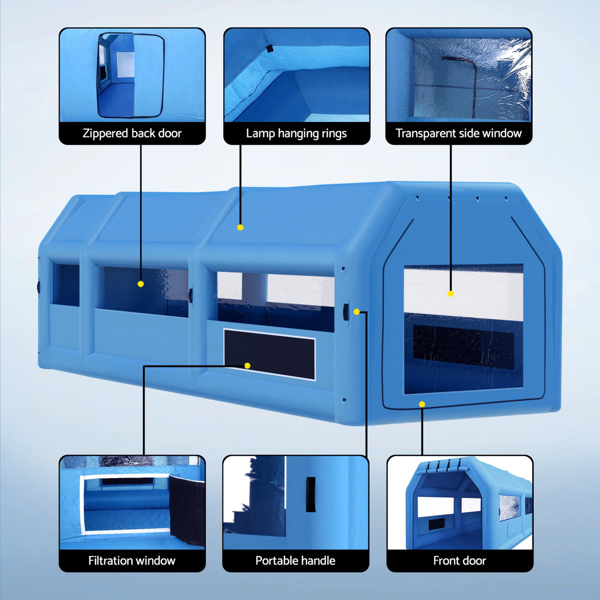 Inflatable Spray Booth | 10x5x3.5m | Car Paint Tent | 2 Blowers + Filters