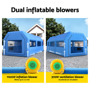 Inflatable Spray Booth | 10x5x3.5m | Car Paint Tent | 2 Blowers + Filters