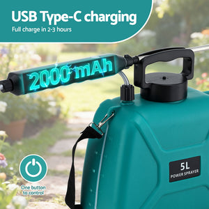 Electric Garden Sprayer | 5L | USB Rechargeable | Shoulder Weed Sprayer