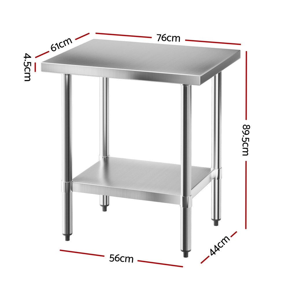 Cefito Stainless Steel Kitchen Bench | Work Table | 610x760mm | 430 Grade