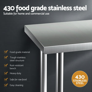 Cefito Stainless Steel Kitchen Bench | Work Table | 610x760mm | 430 Grade