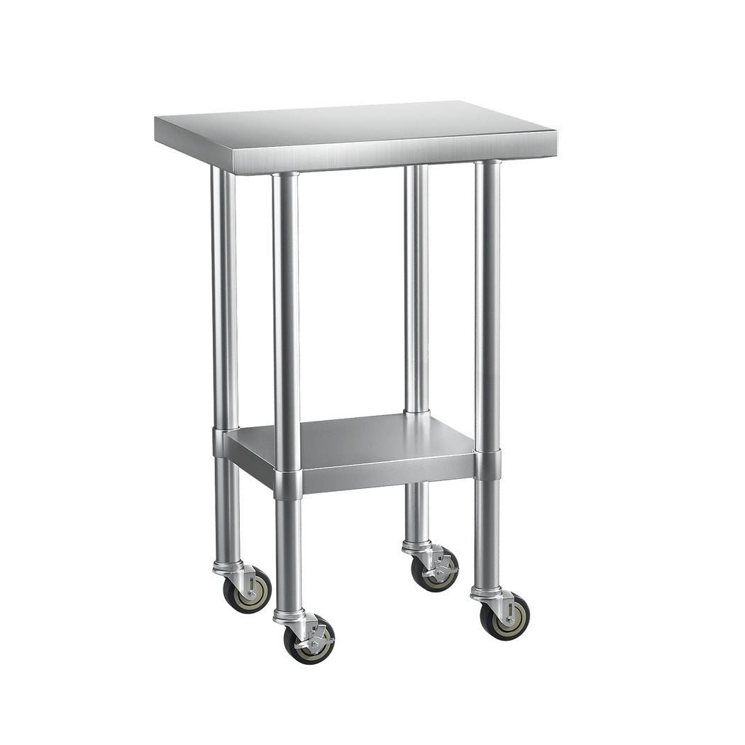 Cefito Stainless Steel Kitchen Benches | Work Bench | Wheels | 61x46cm | 430
