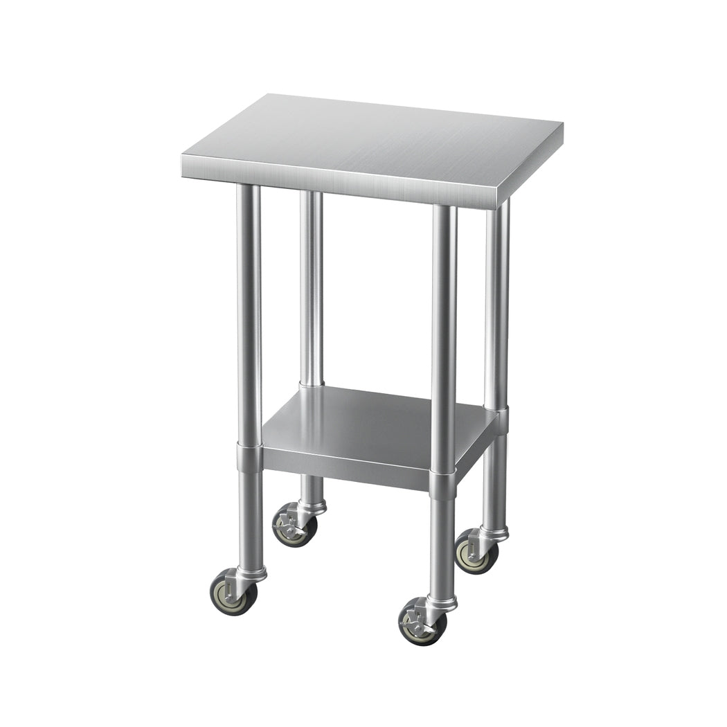 Cefito Stainless Steel Kitchen Benches | Work Bench | Wheels | 61x46cm | 430
