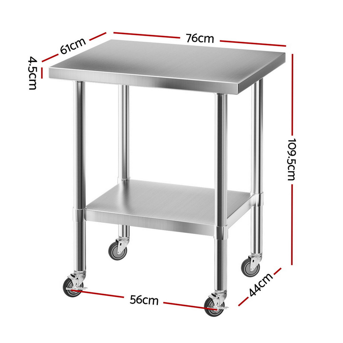 Stainless Steel Kitchen Bench | 760x610mm | 430 Grade | Splashback