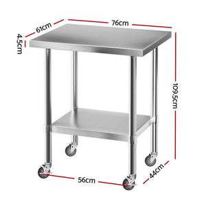 Stainless Steel Kitchen Bench | 760x610mm | 430 Grade | Splashback