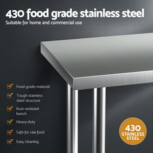 Stainless Steel Kitchen Bench | 760x610mm | 430 Grade | Splashback