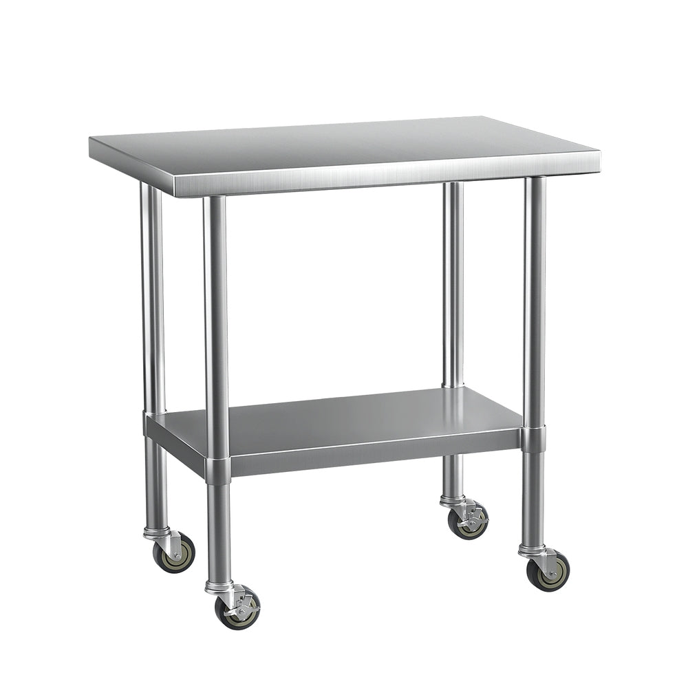 Cefito Stainless Steel Kitchen Benches | Work Bench | Wheels | 91x61CM | 430