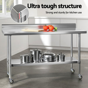 Stainless Steel Kitchen Bench | 1500x600mm | 430 Grade | Splashback