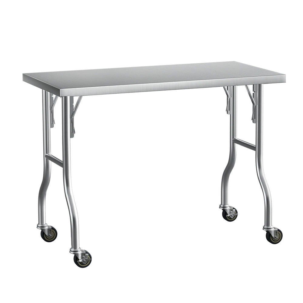 Cefito Stainless Steel Kitchen Benches | Work Bench | Wheels | 122x61CM | 430