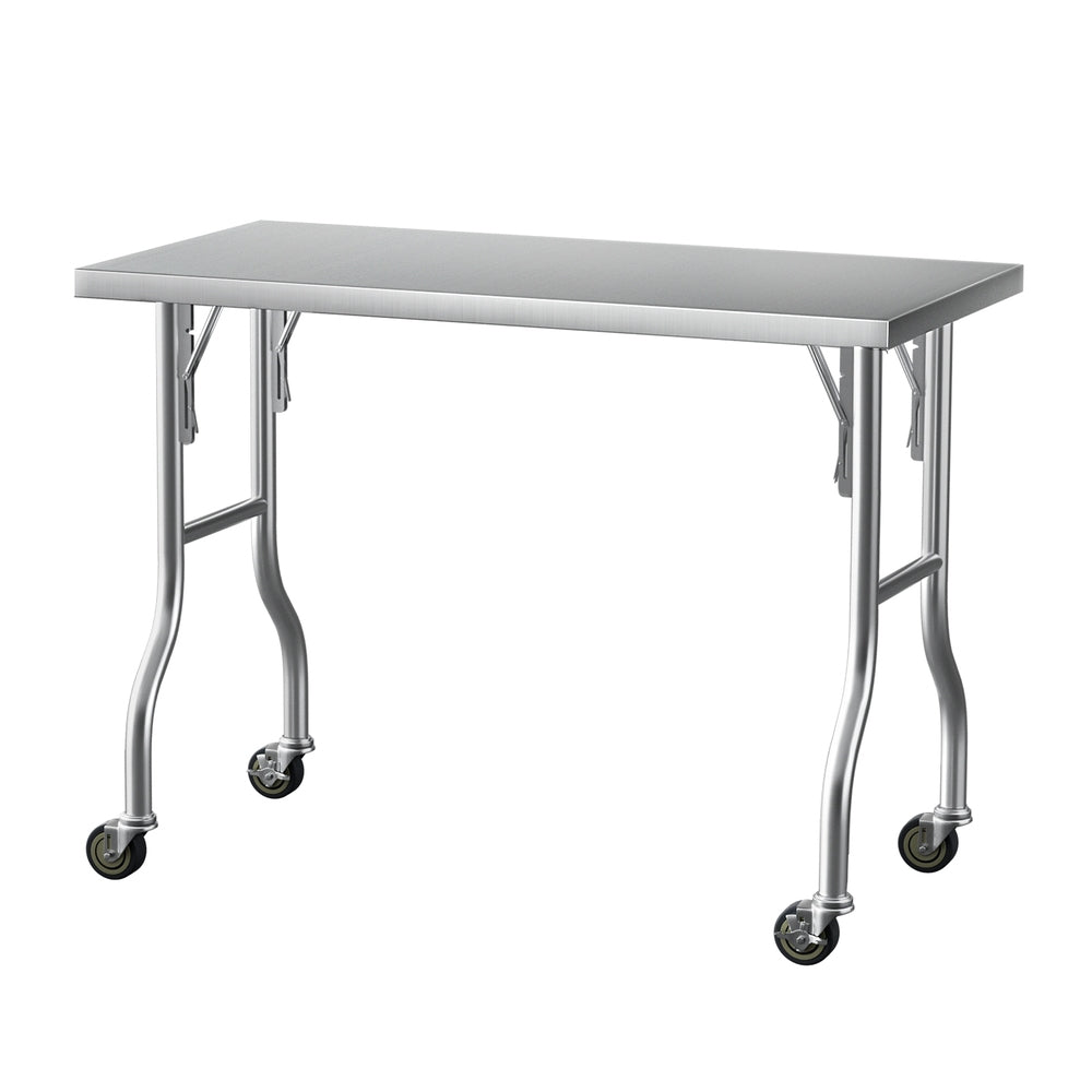 Cefito Stainless Steel Kitchen Benches | Work Bench | Wheels | 122x61CM | 430