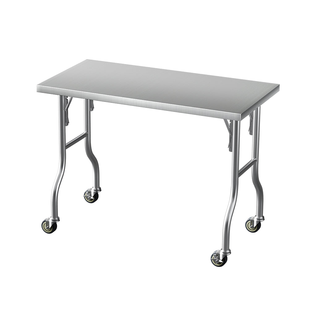 Cefito Stainless Steel Kitchen Benches | Work Bench | Wheels | 122x61CM | 430