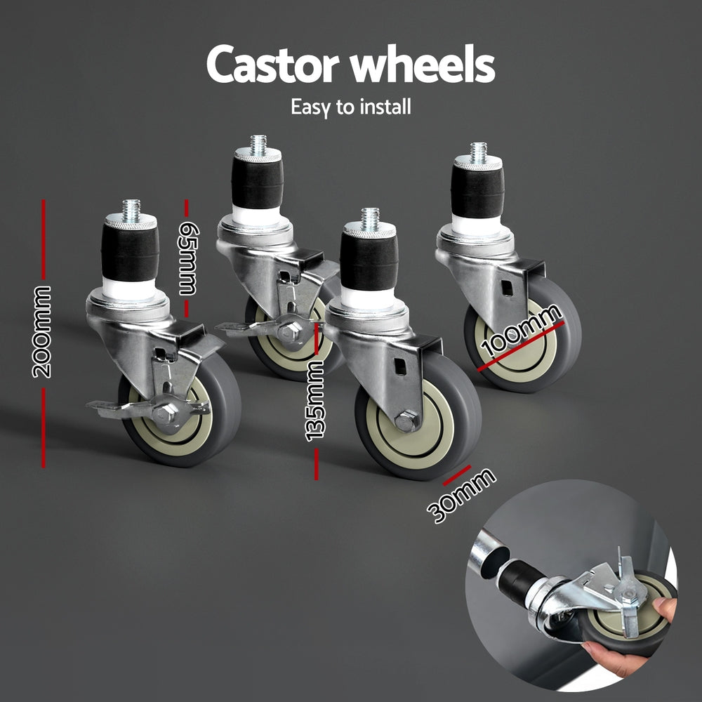 Cefito Stainless Steel Kitchen Benches | Work Bench | Wheels | 122x61CM | 430