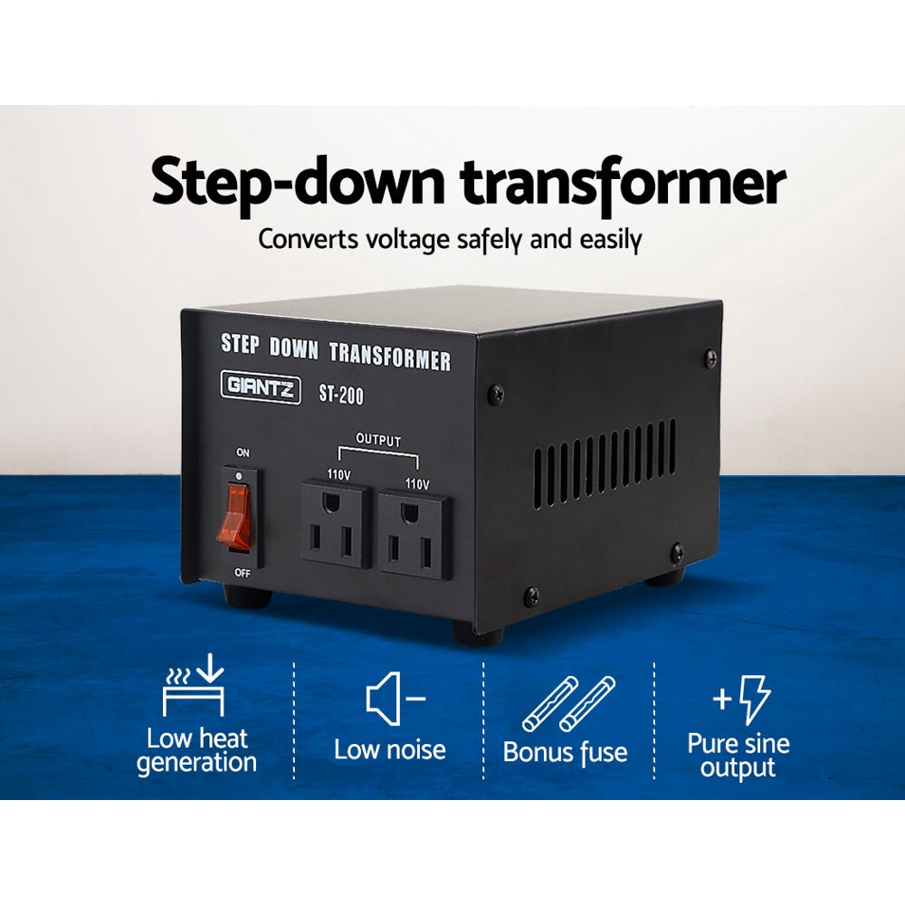 Step Down Transformer | 200W | 240V to 110V | Voltage Converter | AU-US