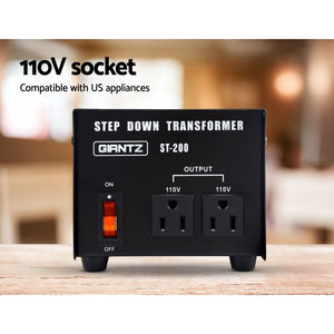 Step Down Transformer | 200W | 240V to 110V | Voltage Converter | AU-US