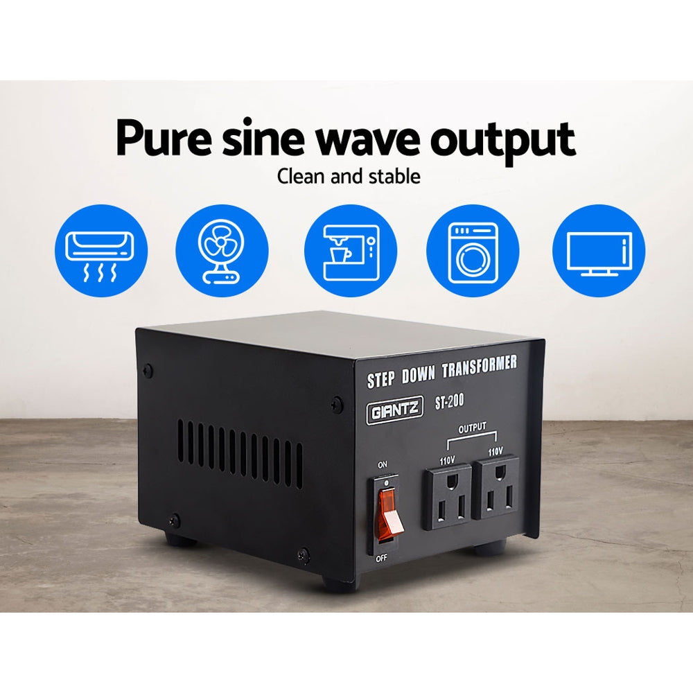 Step Down Transformer | 200W | 240V to 110V | Voltage Converter | AU-US