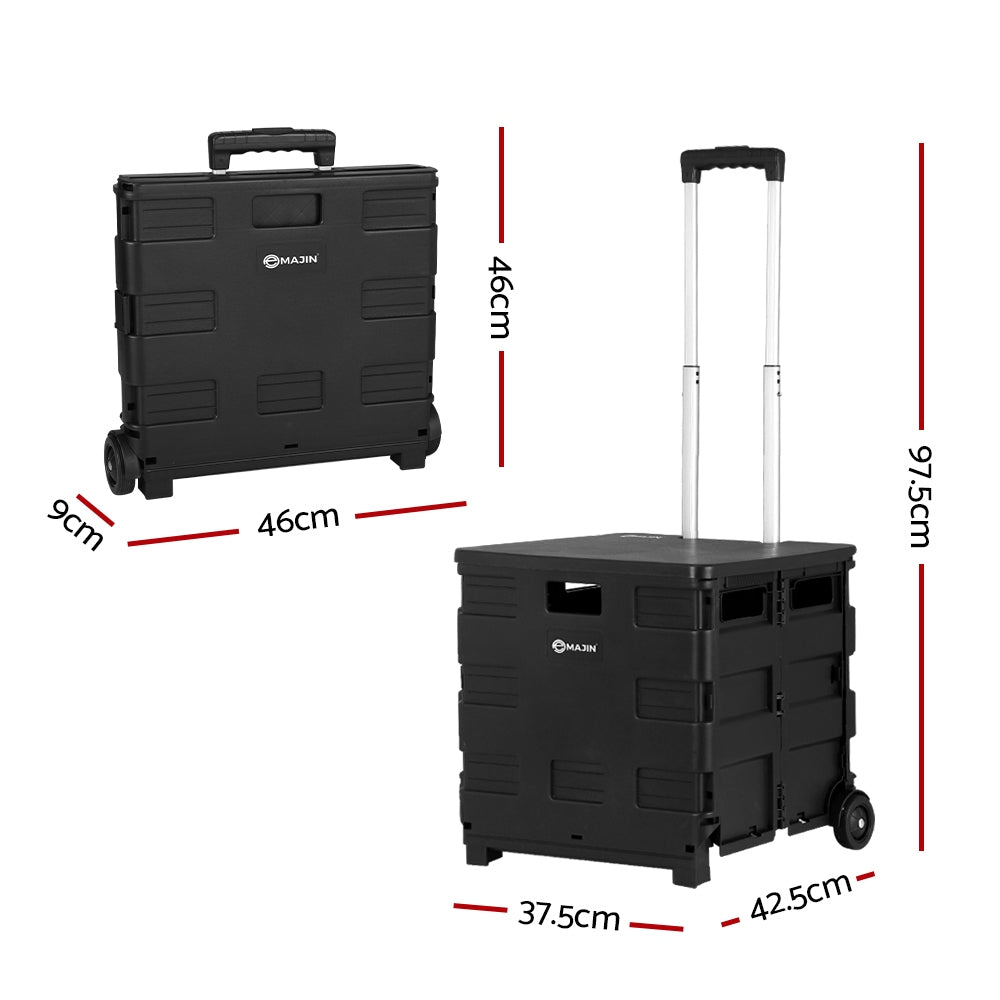 Emajin | Foldable Shopping Cart | Trolley Grocery Basket | Rolling Wheel | Portable | 35KG