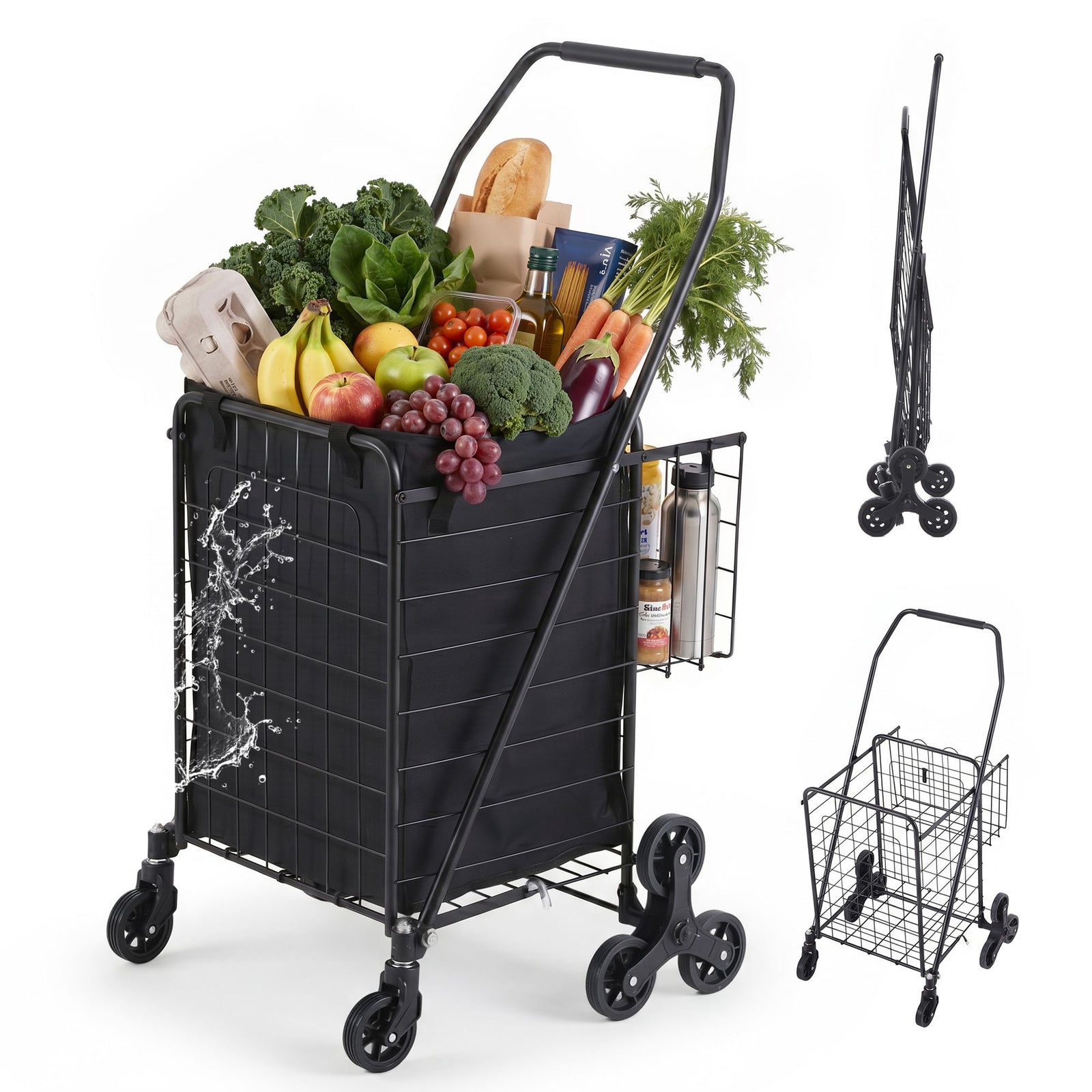 Folding Shopping Trolley | Aluminium Utility Cart | Black
