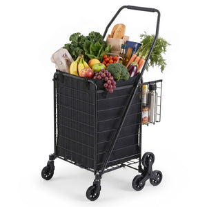 Emajin Shopping Trolley Cart Folding Aluminium Utility Cart Black