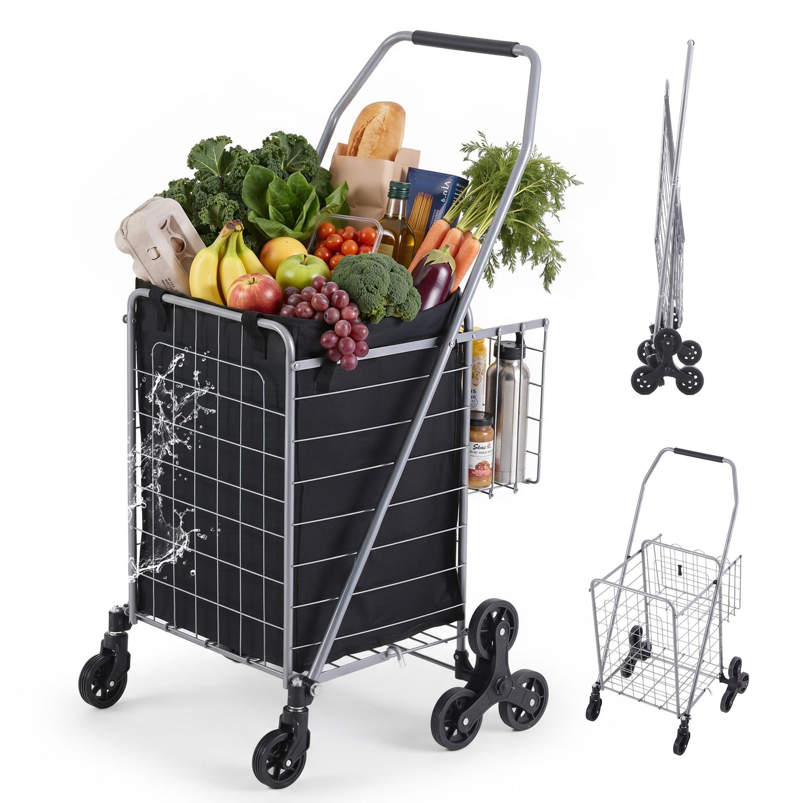 Folding Shopping Trolley | Aluminium Utility Cart | Silver