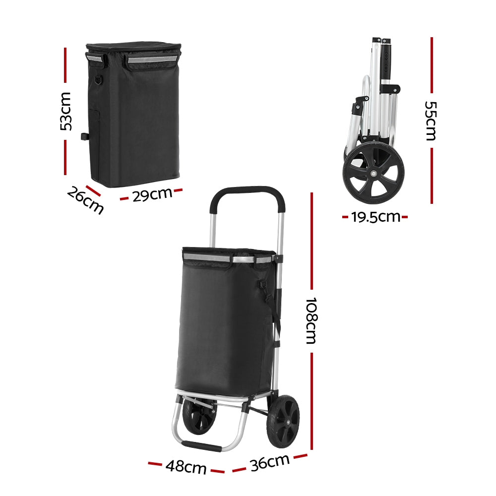Emajin | Shopping Trolley Cart | Foldable | 45KG | Black