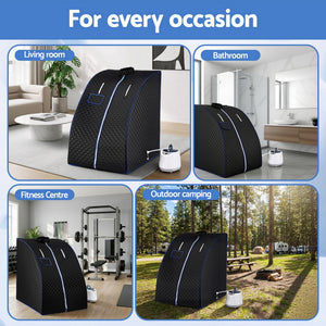 Devanti Portable Steam Sauna Tent 1000W 2L Steamer Pot Personal Home SPA Timer