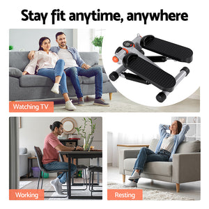 Everfit Mini Stepper | Compact Home Workout Step Machine with Resistance Ropes | Grey