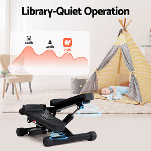 Everfit Mini Stepper | Compact Home Workout Step Machine with Resistance Ropes | Black