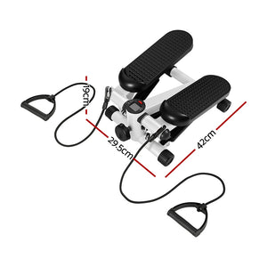 Everfit Mini Stepper | Compact Home Workout Step Machine with Resistance Ropes | White