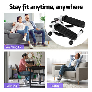 Everfit Mini Stepper | Compact Home Workout Step Machine with Resistance Ropes | White