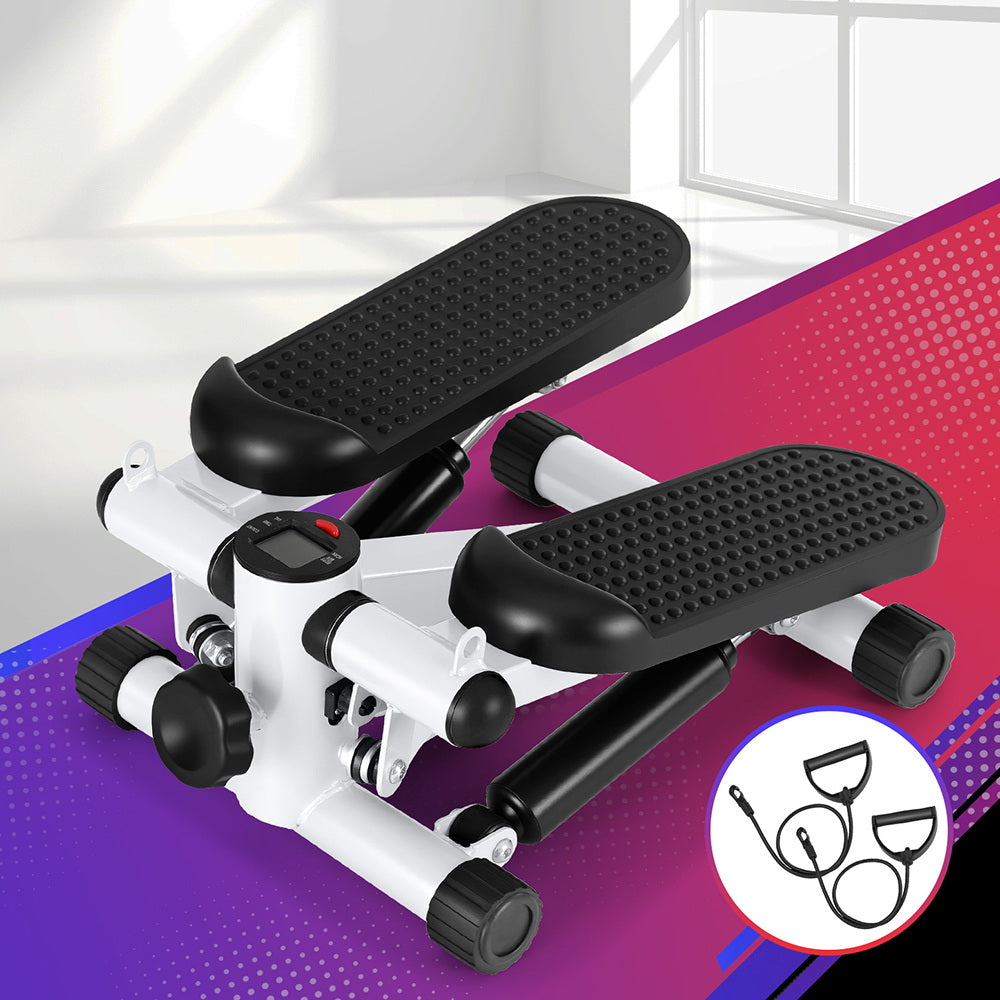 Everfit Mini Stepper | Compact Home Workout Step Machine with Resistance Ropes | White