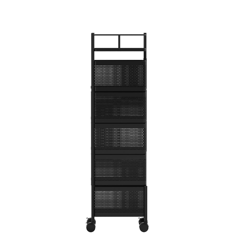 Storage Trolley | 5-Tier Kitchen Cart | Rolling Storage Rack | Black