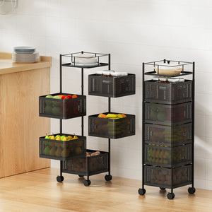 Storage Trolley | 5-Tier Kitchen Cart | Rolling Storage Rack | Black