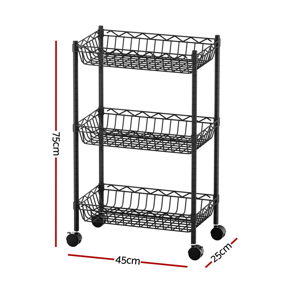 Shelving Unit | 3 Tier | Adjustable Storage Rack | With Wheels