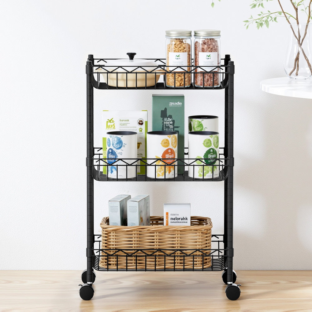 Shelving Unit | 3 Tier | Adjustable Storage Rack | With Wheels