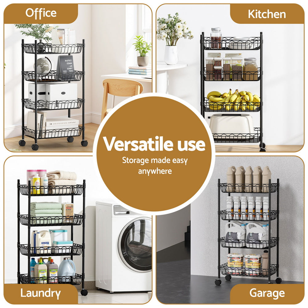 Storage Shelving Unit | 4 Tier | Adjustable | With Wheels | Garage Kitchen