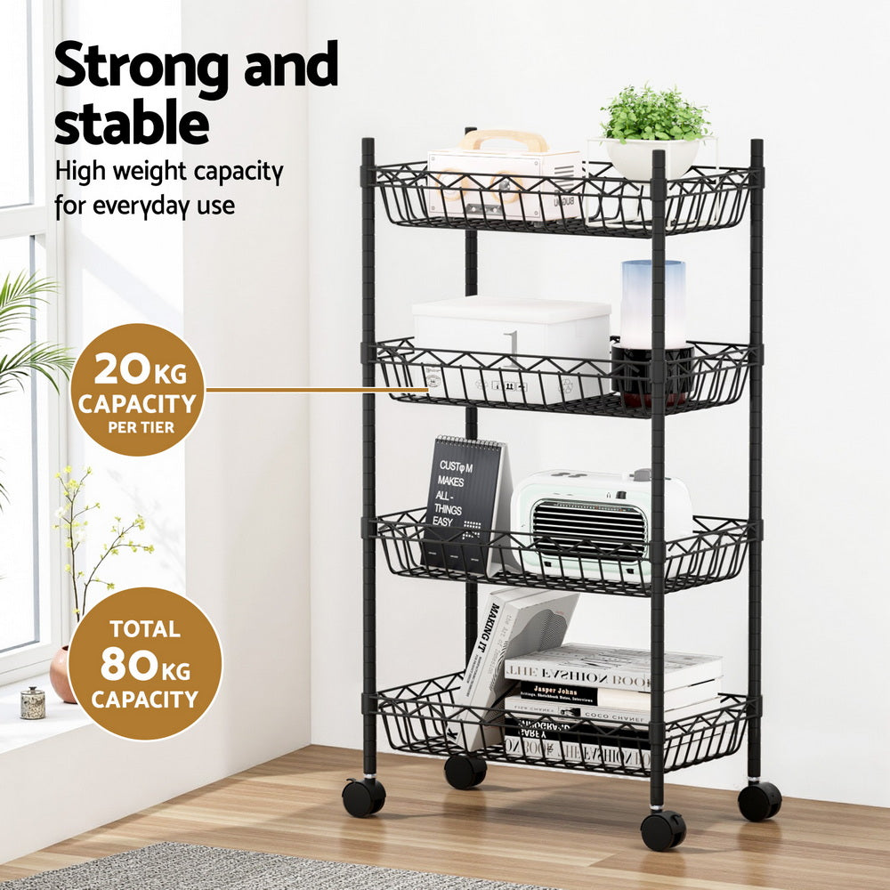 Storage Shelving Unit | 4 Tier | Adjustable | With Wheels | Garage Kitchen