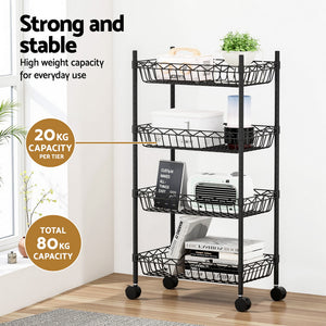 Storage Shelving Unit | 4 Tier | Adjustable | With Wheels | Garage Kitchen