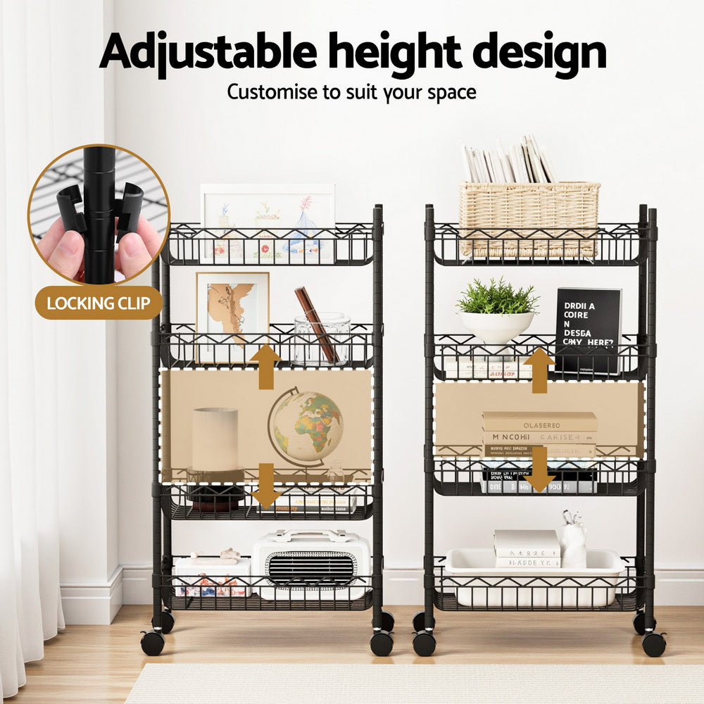 Storage Shelving Unit | 4 Tier | Adjustable | With Wheels | Garage Kitchen