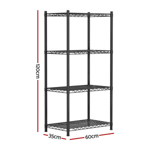 Steel Shelving Rack | 4 Tier | Adjustable Storage Shelves | Garage Kitchen