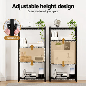 Steel Shelving Rack | 4 Tier | Adjustable Storage Shelves | Garage Kitchen