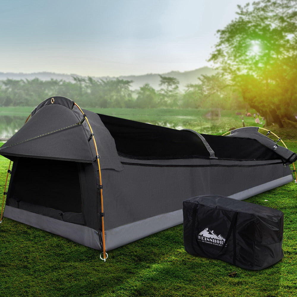 Weisshorn Double Swag Camping Swags | Deluxe Canvas Tent | Dark Grey