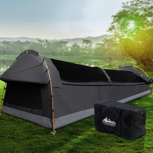 Weisshorn Double Swag Camping Swags | Deluxe Canvas Tent | Dark Grey