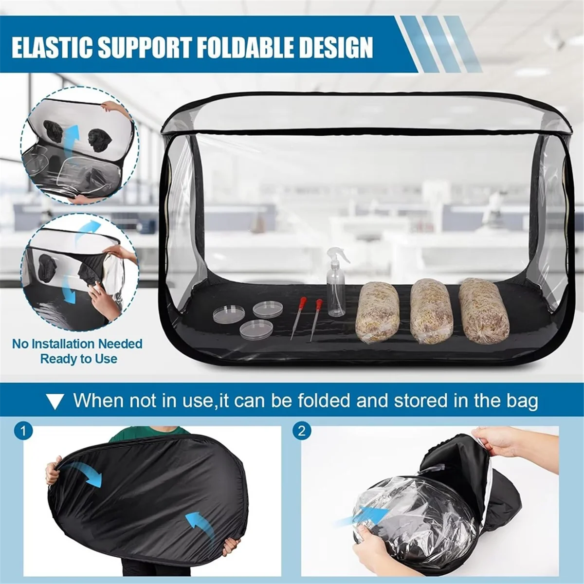 Large Still Air Box Mushroom Grow Tent | 38×20×25 Inch Workstation Flow Hood | For Mycology, Agar & Mushroom Grow Bags