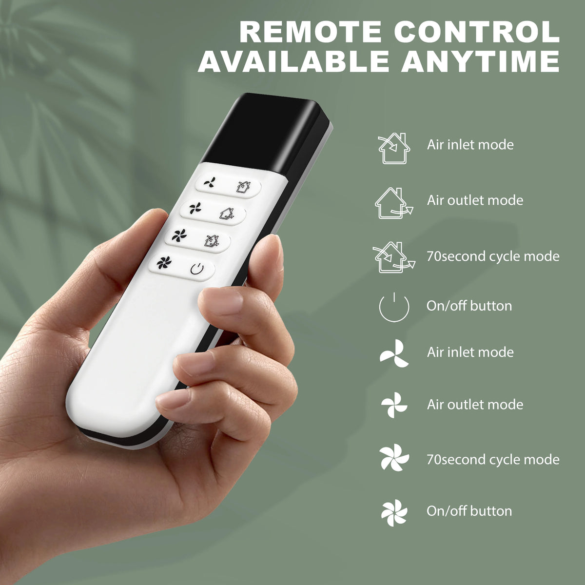 4W ECO-Friendly Two-Way Bathroom Exhaust Fan with Remote Control | Wall or Window Mount