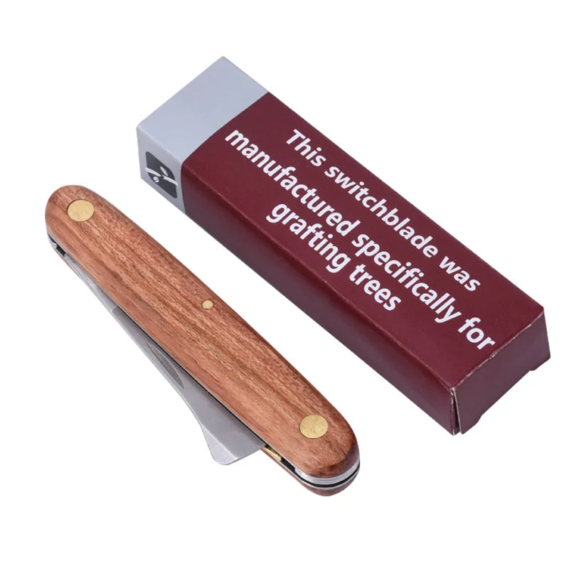 Foldable Grafting Knife | Wooden Handle + Stainless Steel Blade | Professional Series