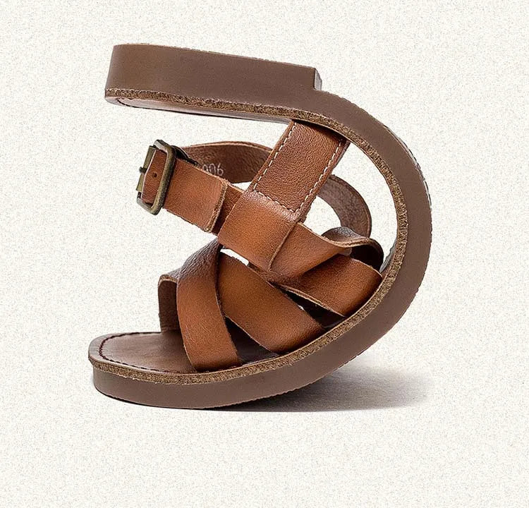 Women's Genuine Leather Platform Flats | Weave Mary Jane Sandals | Luxury Summer Slippers | Beige, Orange & Green | Sizes 35-40