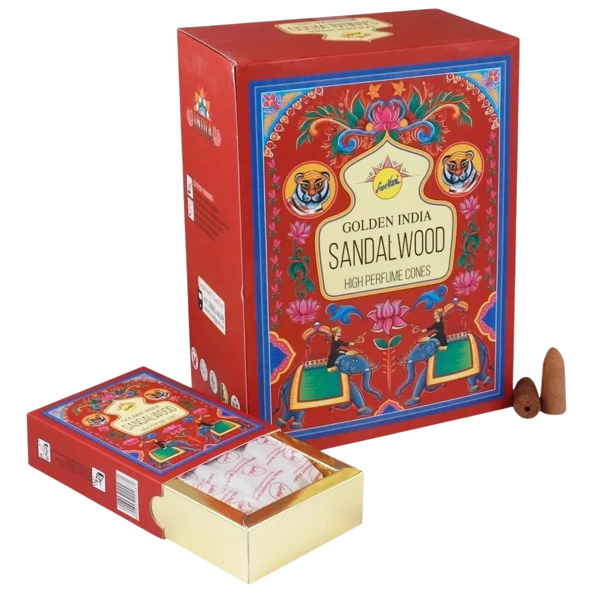 Sandalwood Backflow Incense Cones | Sree Vani Indian Heritage | 120 Jumbo Sized Cones