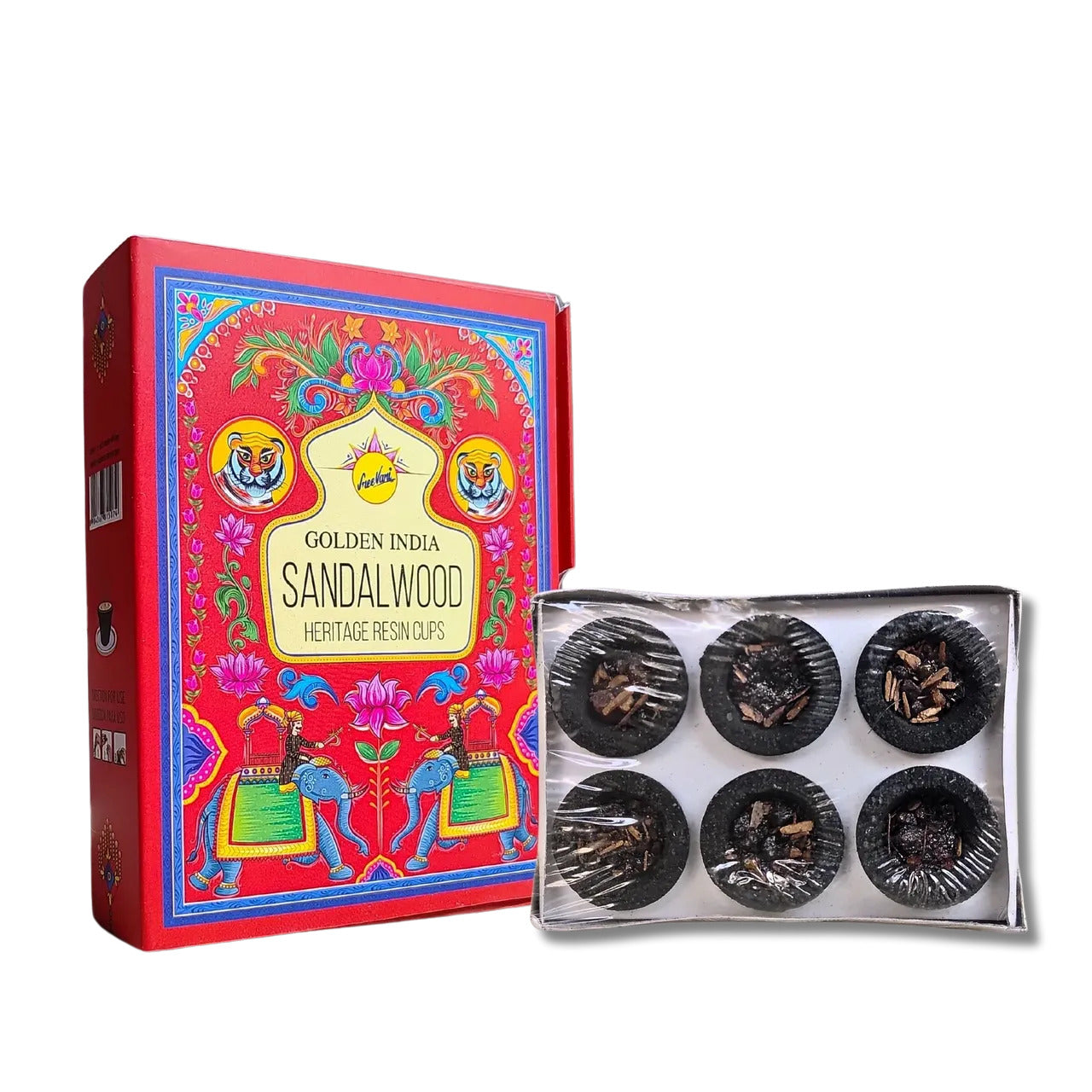 Sandalwood Resin Incense Cups 6 Pack | Sree Vani Indian Heritage Charcoal Free Burning Cups